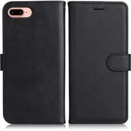CAUC-Coque pour iPhone 8 Plus/iPhone 7 Plus, PU en Cuir Coque Portefeuille Étui Housse, Design Classique TPU Coque pour iPhone 8 Plus/iPhone 7 Plus, Noir