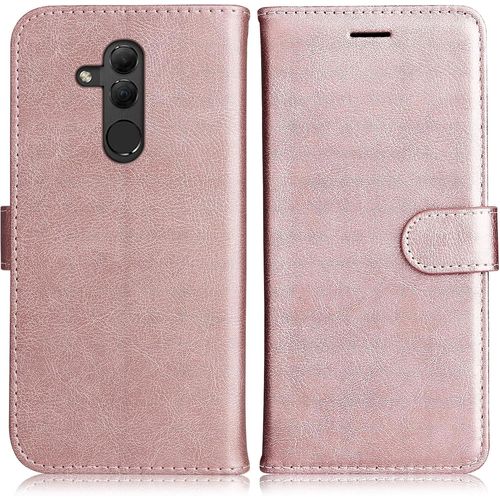 Kal-Coque Pour Huawei Mate 20 Lite, Pu En Cuir Coque Portefeuille Étui Housse, Design Classique Tpu Coque Pour Huawei Mate 20 Lite, Rose