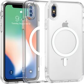 iPhone XS/iPhone X Case Compatible with MagSafe, Magnetic Cover for iPhone XS/iPhone X Lens Protection Case Anti Scratch Shockproof Case, Clear