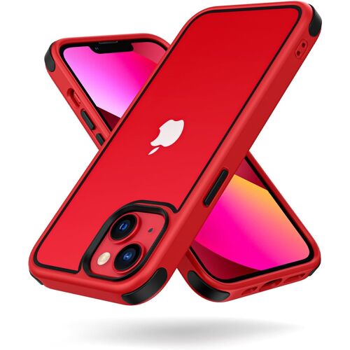 KAL-Coque Compatible Avec Iphone 13/14 360 Degrés Antichoc Pro Anti-Rayures Transparente Pc/Tpu Silicone Etui Pour Iphone 13/14 - Rouge/Noir
