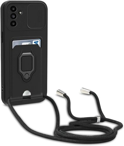 Cordon de Coque Compatible avec Samsung Galaxy S24 Plus, Collier pour Étui Colliers de cellulaire, Silicone Cover Protection de la Caméra Étui Lanyard Case-Noir