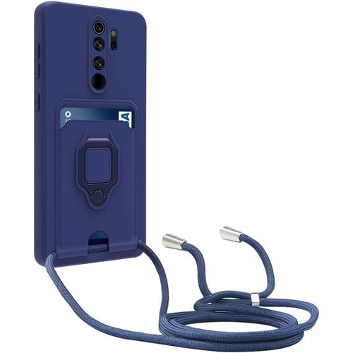 Kal-Cordon De Coque Compatible Avec Xiaomi Redmi Note 8 Pro, Collier Pour Étui Colliers De Cellulaire, Silicone Cover Protection De La Caméra Étui Lanyard Case-Bleu