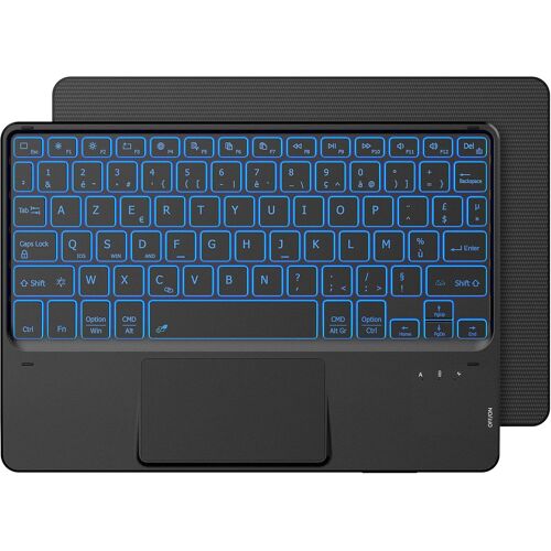 Clavier avec Pavé Tactile, Clavier sans Fil Bluetooth 10 Pouces avec Rétroéclairage, [AZERTY] Clavier Léger Fin pour iPad, iPad Pro/Air, Android Samsung, Xiaomi, Huawei, Lenovo Tablette,Noir