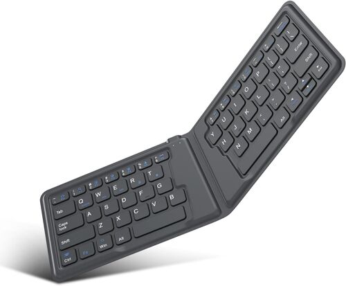 Clavier Pliable Universel, Clavier sans Fil Rechargeable Portable Ultra-Mince Bluetooth pour iPad, iPhone, Compatible avec iOS, Android et Windows, Clavier en Version Américaine QWERTY - Gris