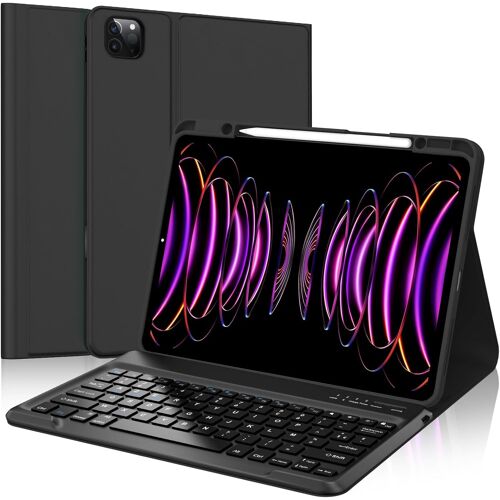 Coque Clavier pour iPad Pro 12.9"" (6e/5e/4e/3e) Gen, AZERTY Français Clavier Détachable sans Fil Bluetooth, Étui iPad Air 13"" (M3 2025/M2 2024) avec Fente pour Stylo, Noir