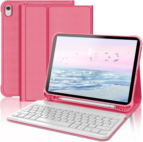 Clavier pour iPad 10/11ème Génération 2022/2025, Clavier AZERTY sans Fil Bluetooth, Étui avec Porte-Crayon pour iPad 10ème Gén/A16 ¿10.9''/11`¿¿ Rouge