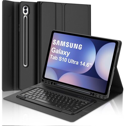 Samsung Galaxy Tab S10 Ultra 14.6 French AZERTY Keyboard Cover Detachable Bluetooth Keyboard Case for Samsung Galaxy Tab S10 Ultra 14.6 Inch 2024, Black