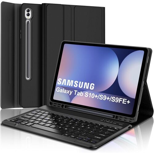 Keyboard Case for Samsung Galaxy Tab S10+/S10 Plus 12.4 Inch 2024, French AZERTY Detachable Magnetic Bluetooth Keyboard for Samsung Tab S10 Plus 12.4 Inch, Black