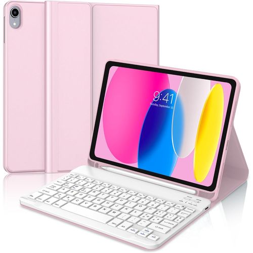 Etui Clavier Ipad A16 11eme Generation 2025/10eme Generation 10.9"" 2022, Azerty Français Clavier Bluetooth Détachable Avec Fente Pour Stylo Pour Ipad 10/11 Ème Génération A16 11 Pouces, Rose