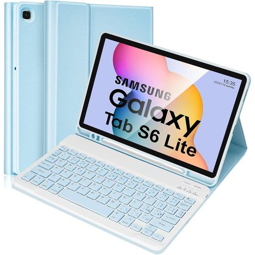Lively Life Keyboard Case For Samsung Galaxy Tab S6 Lite 2020 10.4"" (Sm-P610/P615), 2022 (Sm-P613/P619), Italian Layout, Removable Keyboard For Samsung Tab S6 Lite, Light Blue