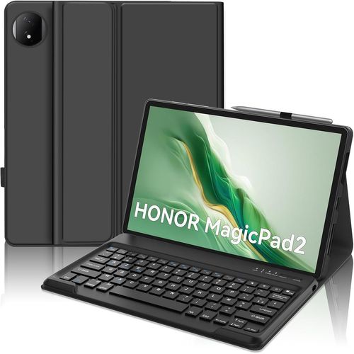 Coque Clavier pour Honor Magic Pad 2 12.3"" 2024, AZERTY Français Clavier Bluetooth Détachable Magnétique pour Tablette Honor Magic Pad 2 12.3 Pouces 2024, Noir