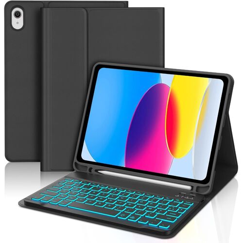 Clavier pour iPad 10e Génération et iPad 11 Ème Generation A16 avec Rétroéclairé, (10.9"" 2022/11 Pouces 2025), Étui Keyboard Bluetooth Magnétique Détachable AZERTY, Noir