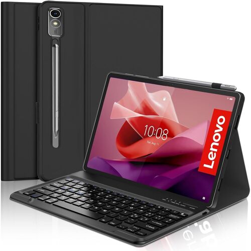 Coque Clavier pour Lenovo Tab P12 12.7"" 2023, AZERTY Français Clavier Magnétique Détachable Bluetooth pour Tablet Lenovo P12 12.7"" TB370FU, Noir