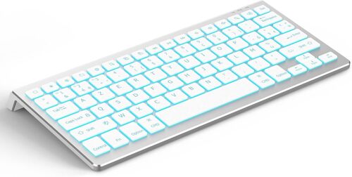 KAL-Clavier Bluetooth Pour Macos, Ipados Et Ios, Éclairage 7 Couleurs, Bluetooth 3 Canaux, Pour Ipad 10E Génération/Ipad Air/Pro/Mac Mini, Azerty Clavier Mac, Argent