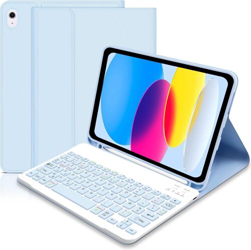 Coque Clavier pour iPad 10/11Ème Generation (10.9 Pouces 2022/11 Pouces 2025 A16), AZERTY Français Étui Clavier Magnétique Bluetooth sans Fil Etui Housse avec Pen Holder pour iPad 10eme/11eme, Bleu