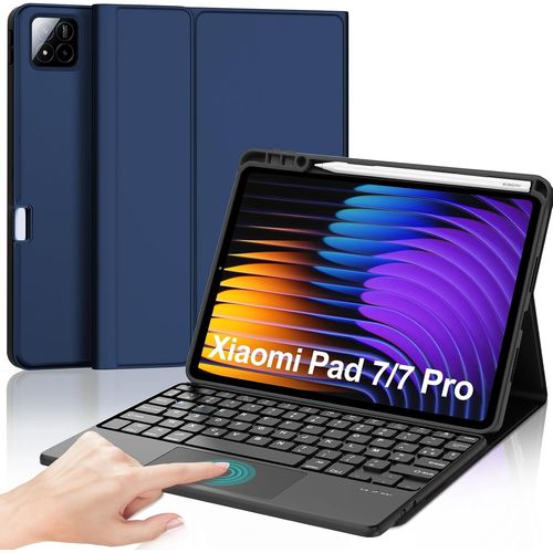 Clavier avec Trackpad pour Xiaomi Pad 7/7 Pro 11.2"", AZERTY Français Clavier Bluetooth avec Touchpad pour Tablette Xiaomi Pad 7/7 Pro 11.2"" 2025, Bleu