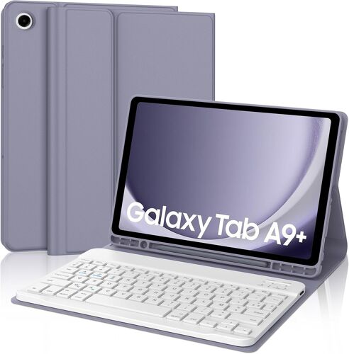 Clavier Samsung Tab A9 Plus 11"" 2023, AZERTY Français Étui Clavier Magnétique Bluetooth sans Fil Etui Housse pour Samsung Tab A9 Plus (SM-X210/X216/X218), Violet Lavande