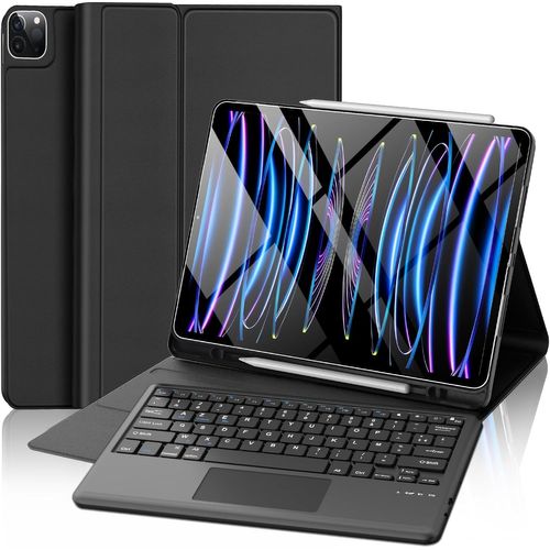 Clavier Pour Ipad Pro 12.9(6E, 5E, 4E, 3E Gen) - Azerty Français Pavé Tactile Bluetooth Pour Ipad Pro 12.9 (2022/2021/2020/2018), Noir[Z1129]