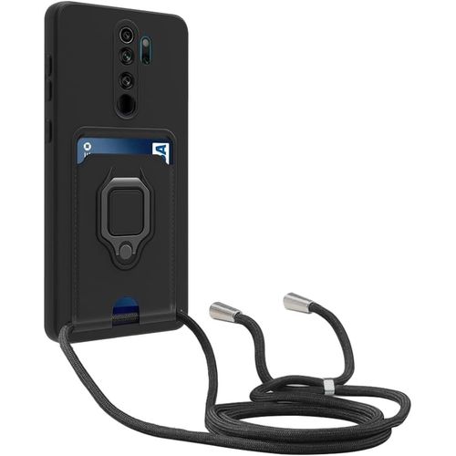 Kal-Cordon De Coque Compatible Avec Xiaomi Redmi Note 8 Pro, Collier Pour Étui Colliers De Cellulaire, Silicone Cover Protection De La Caméra Étui Lanyard Case-Noir