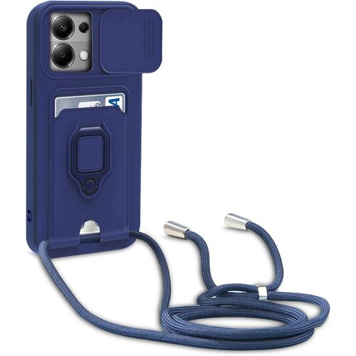 Cordon de Coque Compatible avec Xiaomi Redmi Note 13 Pro 5G/Poco X6 5G, Collier pour Étui Colliers de cellulaire, Silicone Cover Protection de la Caméra Étui Lanyard Case-Bleu