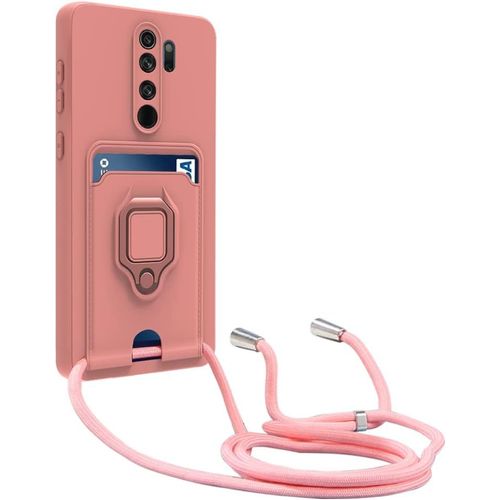 Kal-Cordon De Coque Compatible Avec Xiaomi Redmi Note 8 Pro, Collier Pour Étui Colliers De Cellulaire, Silicone Cover Protection De La Caméra Étui Lanyard Case-Pink