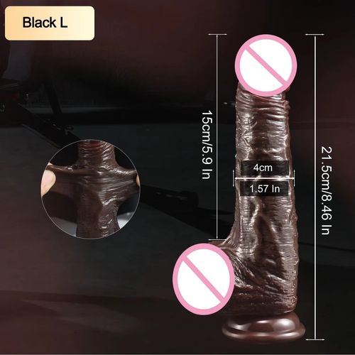 Godes Réalistes Noirs Pour Femmes,Sangle Lesbienne Sur Peau Réaliste,Pénis Coulissant,Jouets Sexuels,18 + Grosse Bite,Consolador Strapon Gode - Type Black L
