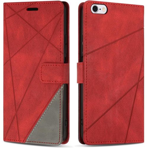 Ayu-Coque Pour Iphone 6s Plus/Iphone 6 Plus, Protection Housse Etui En Cuir Pu Portefeuille Avec Emplacements Cartes Et Fonction Support Pour Iphone 6s Plus/Iphone 6 Plus, Rouge