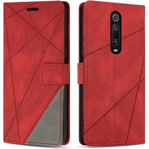 Kal-Coque Pour Xiaomi Mi 9t / Xiaomi Mi 9t Pro, Protection Housse Etui En Cuir Pu Portefeuille Avec Emplacements Cartes Et Fonction Support Pour Xiaomi Mi 9t / Xiaomi Mi 9t Pro, Rouge
