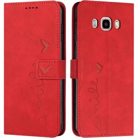 Sansh-Coque Pour Samsung Galaxy J5 2016 / J510, Étui Housse En Cuir Pu Samsung J5 2016 / J510, Magnetique Flip [Pochette De Portefeuille], Etui De Protection Pour Samsung J5 2016 / J510 (#Rouge)