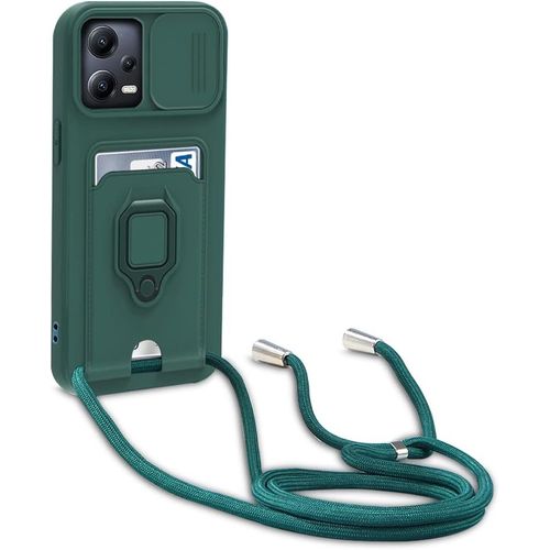 Cordon De Coque Compatible Avec Xiaomi Poco X5 5g/Redmi Note 12 5g, Collier Pour Étui Colliers De Cellulaire, Silicone Cover Protection De La Caméra Étui Lanyard Case-Vert Foncé