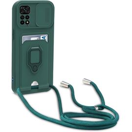 Bfs-Cordon De Coque Compatible Avec Xiaomi Redmi Note 11/Redmi Note 11s, Collier Pour Étui Colliers De Cellulaire, Silicone Cover Protection De La Caméra Étui Lanyard Case-Vert Foncé