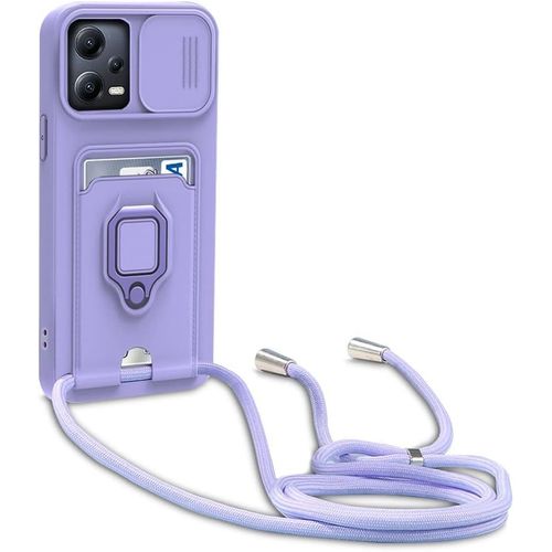 Cordon De Coque Compatible Avec Xiaomi Poco X5 5g/Redmi Note 12 5g, Collier Pour Étui Colliers De Cellulaire, Silicone Cover Protection De La Caméra Étui Lanyard Case-Pourpre