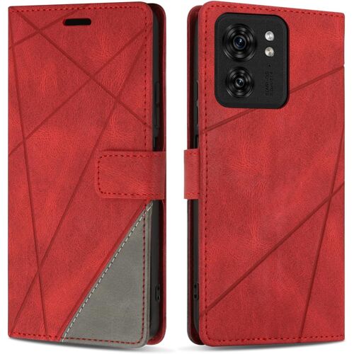 KAL-Coque Pour Moto Edge 40 / Edge 2023, Protection Housse Etui En Cuir Pu Portefeuille Avec Emplacements Cartes Et Fonction Support Pour Moto Edge 40 / Edge 2023, Rouge