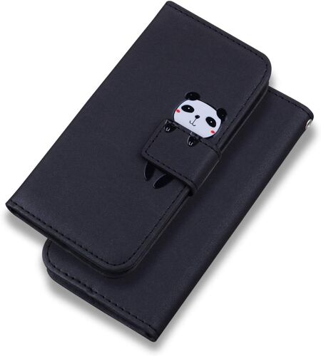 Coque Samsung Galaxy A90 5g,Housse En Cuir 3d Panda Dessin Anime,Portefeuille Etui En Protecion Pour Galaxy A90 5g, Noir