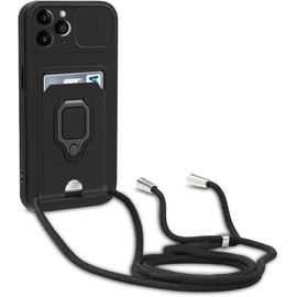Cordon De Coque Compatible Avec Iphone 11 Pro Max, Collier Pour Étui Colliers De Cellulaire, Silicone Cover Protection De La Caméra Étui Lanyard Case-Noir