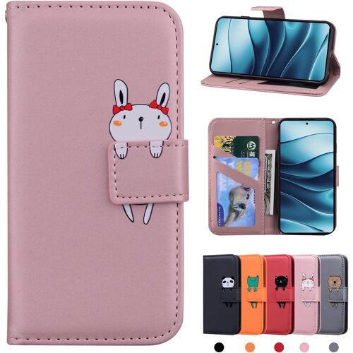 KAL-Coque Xiaomi Redmi Note 14 5G Housse En Cuir Etui Portefeuille Xiaomi Redmi Note 14 5G Coque De Protection Pour Xiaomi Redmi Note 14 5G Lapin Rose