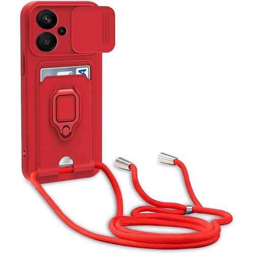 Cordon De Coque Compatible Avec Xiaomi Redmi Note 13 Pro Plus 5g/Pro+ 5g (6.67""), Collier Pour Étui Colliers De Cellulaire, Silicone Cover Protection De La Caméra Étui Lanyard Case-Rouge