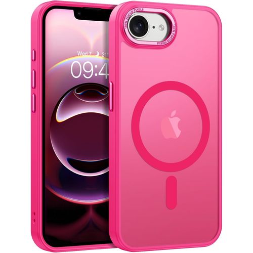 Kal-Coque Magnétique Pour Iphone 16e, Compatible Avec Magsafe, Protection Antichoc Qualité Militaire, Étui Housse Arrière Translucide Givrée, Anti-Empreintes Digitales 6,1'' (Rose Vif)