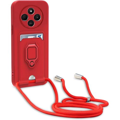 Kal-Cordon De Coque Compatible Avec Xiaomi Redmi 14c 4g, Collier Pour Étui Colliers De Cellulaire, Silicone Cover Protection De La Caméra Étui Lanyard Case-Rouge