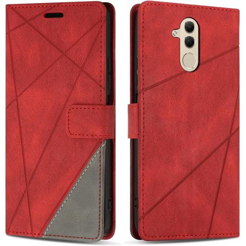 Trahoo-Coque Pour Huawei Mate 20 Lite, Protection Housse Etui En Cuir Pu Portefeuille Avec Emplacements Cartes Et Fonction Support Pour Huawei Mate 20 Lite, Rouge