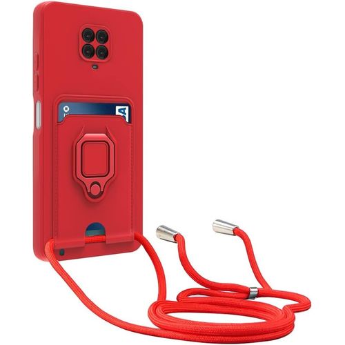 Tianyi-Cordon De Coque Compatible Avec Xiaomi Redmi Note 9s/Note 9 Pro/Note 9 Pro Max, Collier Pour Étui Colliers De Cellulaire, Silicone Cover Protection De La Caméra Étui Lanyard Case-Rouge