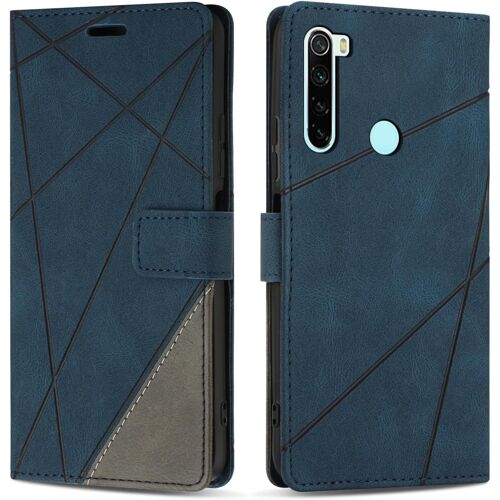 KAL-Coque Pour Redmi Note 8, Protection Housse Etui En Cuir Pu Portefeuille Avec Emplacements Cartes Et Fonction Support Pour Redmi Note 8, Bleu