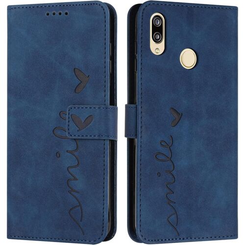 KALANKA-Coque pour Huawei P20 Lite, Étui Housse en Cuir PU Premium Huawei P20 Lite, Magnetique Flip [Pochette de Portefeuille], Etui de Protection pour Huawei P20 Lite (Bleu)