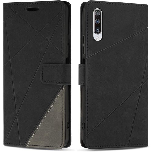 TRAHOO-Coque pour Samsung Galaxy A70, Protection Housse Etui en Cuir PU Portefeuille avec Emplacements Cartes et Fonction Support pour Samsung A70, Noir
