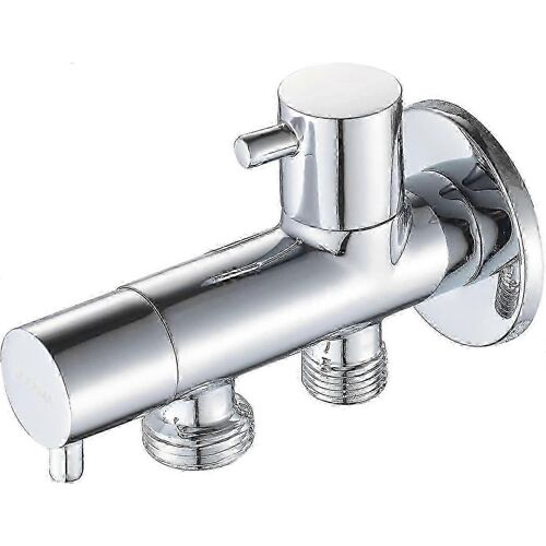 Robinet d'arrêt de douche à main pour WC avec 2 sorties, poignée de commande d'eau froide chromée de 20 mm