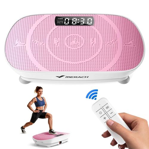 Plateforme Vibrante Fitness Merach Mini, Rose, 11 Niveaux, Télécommande, Écran Led, Moteur Silencieux, Compacte, Charge 150 Kg