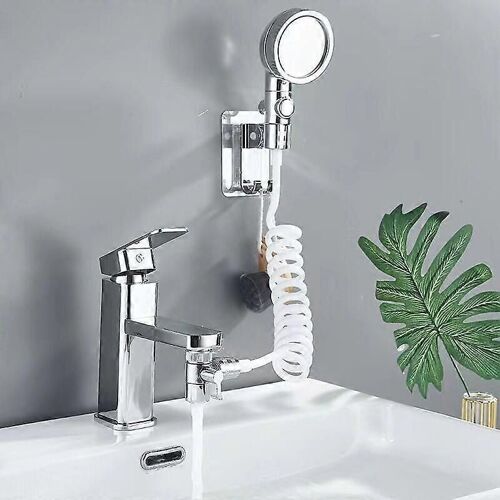 Douchette à main pour lavabo de salle de bain, pommeau de douche universel, tube télescopique, idéal pour se laver les cheveux ou nettoyer le lavabo et le bidet