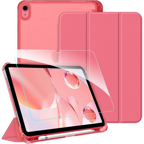 Coque Pour Ipad (A16) 11e/10e Génération (11/10.9 Pouces, 2025/2022)[Avec Verre Trempé & Rangement De Stylet] Coque Rigide Transparente Givrée, Housse Fine Légère, Rose[Sel6273643]