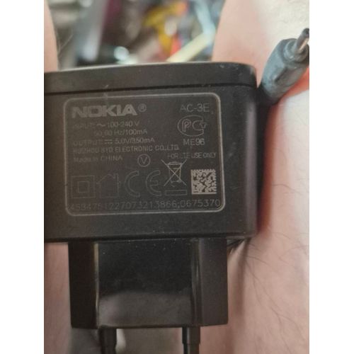Chargeur Original Nokia Ac-3e – 5v / 350ma – Connecteur Fin 2mm