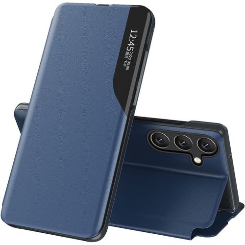 Kal-Coque Pour Samsung Galaxy A56 Clear View Étui Smart Window À Rabat En Cuir Flip Folio Multi-Function Kickstand Support Pliable Antichoc Housse Cover Pour Samsung Galaxy A56 Bleu Cc.